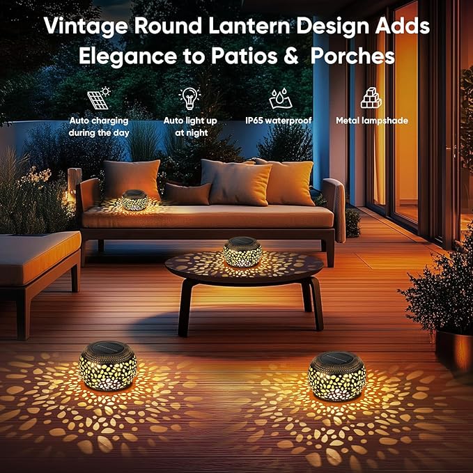 Solar Lantern Outdoor Patio Decor: Solar Lanterns Outdoor Waterproof Hollow Out - Image 5