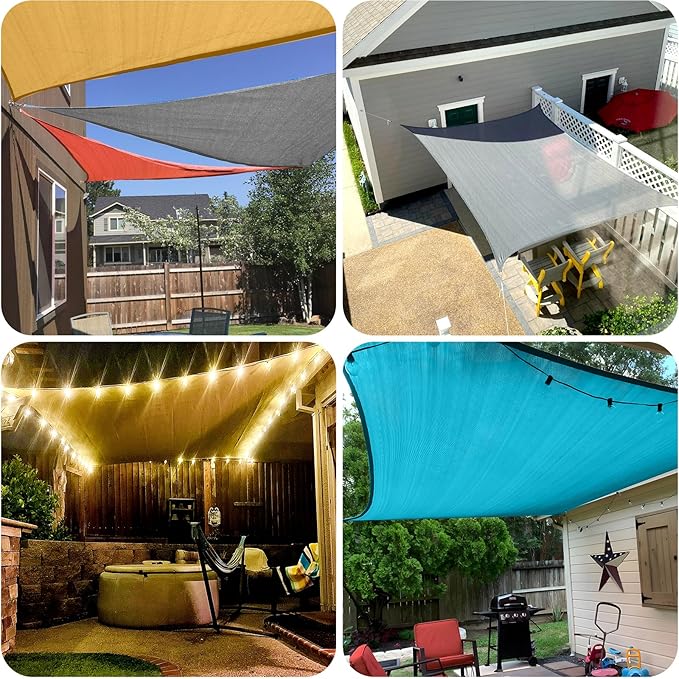 SUNLAX Sun Shade Sail 20' x 23' Silver Grey Rectangle Canopy Sail Shade Cover - Image 7