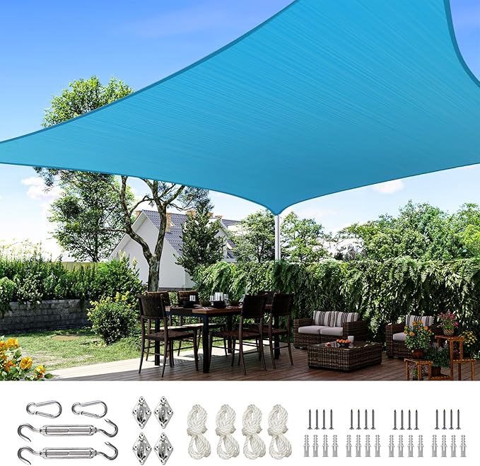 Quictent 20x16ft Rectangular Sun Shade Sail 185G HDPE Canopy 98% UV Block by QUICTENT
