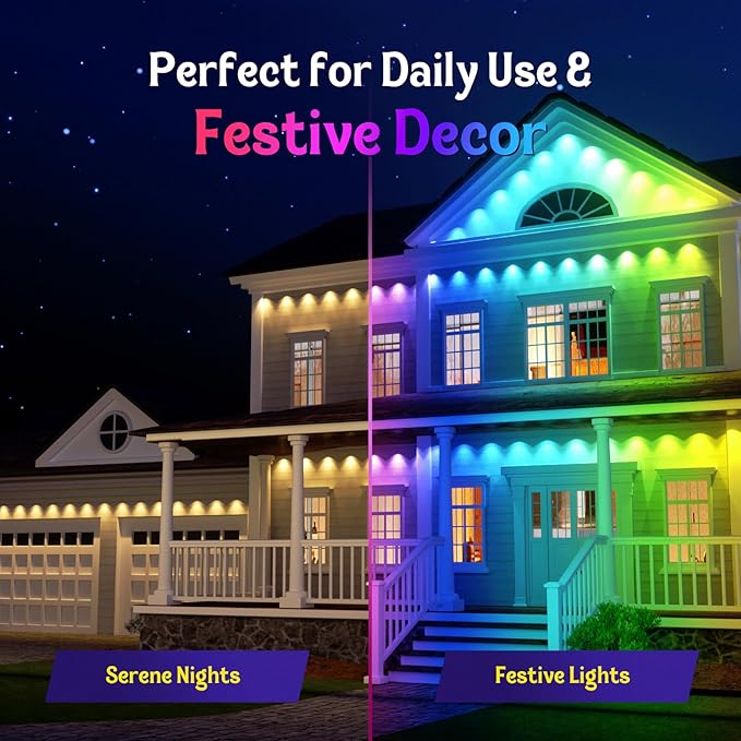Fitop Permanent Outdoor Lights, 150FT RGB Waterproof LED Lights - Image 3