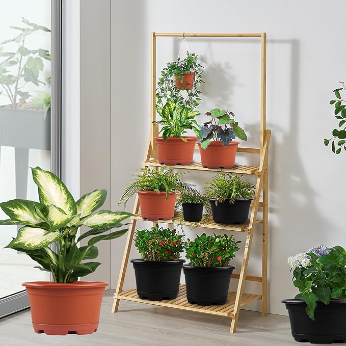 5 Pack 8.5 inch Plant Pot, Outdoor Flower Pots, Plastic pots - Image 6
