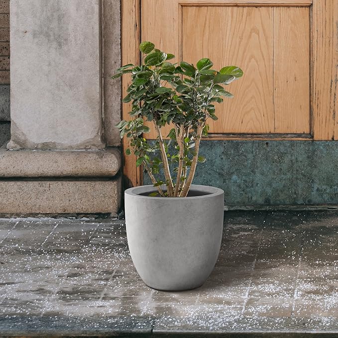 Kante 16.5" Dia Round Concrete Planter, Large Outdoor Modern Indoor Decorative - Image 9