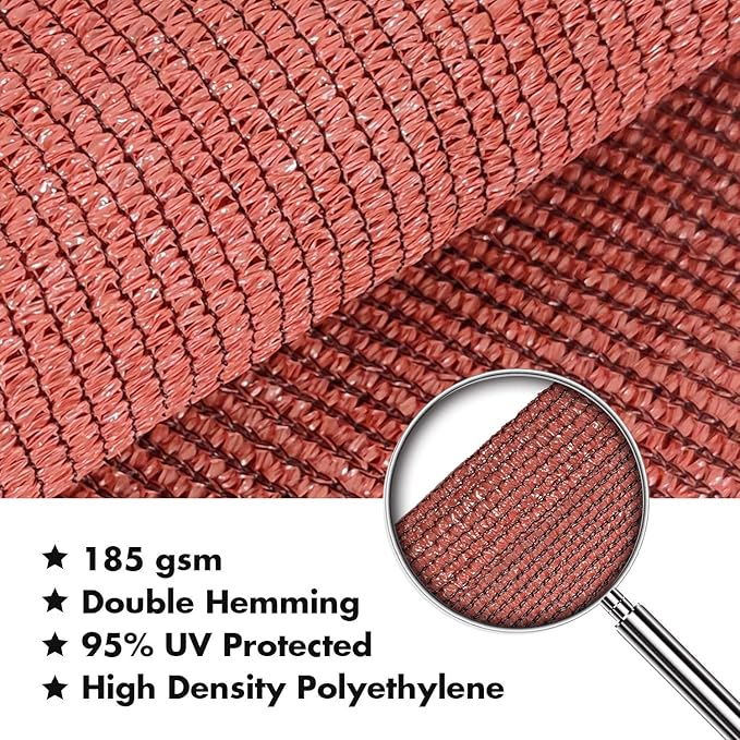 KANAGAWA Sun Shade Sail 15'x15'x21' Rust Red Triangle UV Block Canopy Cover - Image 5