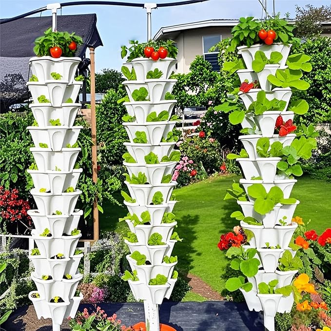 Strawberry Planters, 7 Tiered Vertical Stackable Planter, Herb Stacking Tower - Image 7