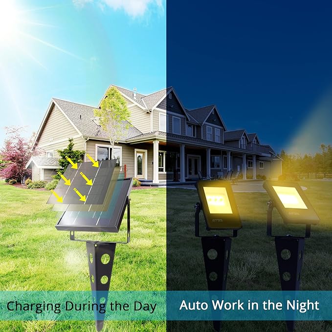 Solar Spotlights Outdoor Waterproof, Zeta 3-in-1 Spot Lights Metal Warm White - Image 6