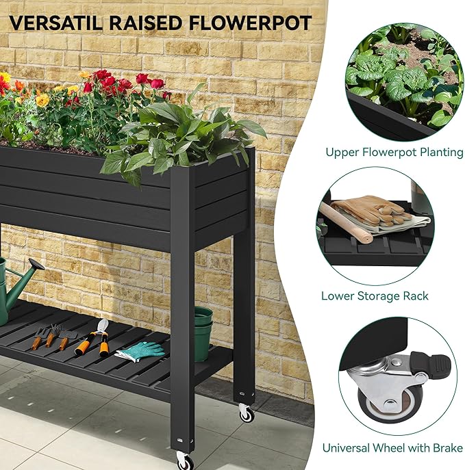 YITAHOME 43.3x17.7x34 in Elevated Garden Bed 2pcs, Outdoor Plastic Planter Box - Image 3