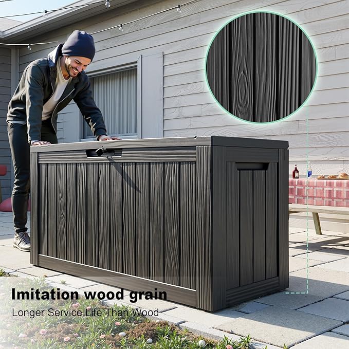 86 Gallon Outdoor Deck Box, Lockable Waterproof Outdoor Storage Boxes - Image 3
