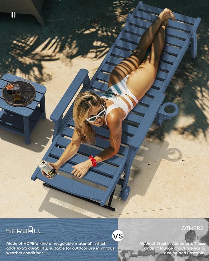 SERWALL Patio Chaise Lounge Chair Set of 2, Poly Lounge Chair - Image 2