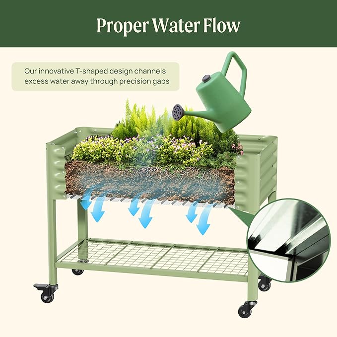 Rolling Elevated Raised Garden Bed-V Series, 1400 Lbs Weight Capacity, Outdoor - Image 7