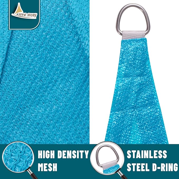 LOVE STORY Custom Size 7'x14'x15.7' Turquoise Blue Sun Shade Sail Right - Image 5