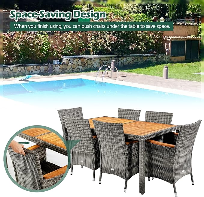Tangkula 9 Pieces Rattan Outdoor Dining Set - Image 3
