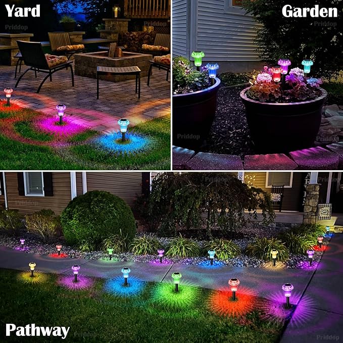 Solar Lights Outdoor Pathway Waterproof 8 Pack Color Changing LED Acrylic - Image 3