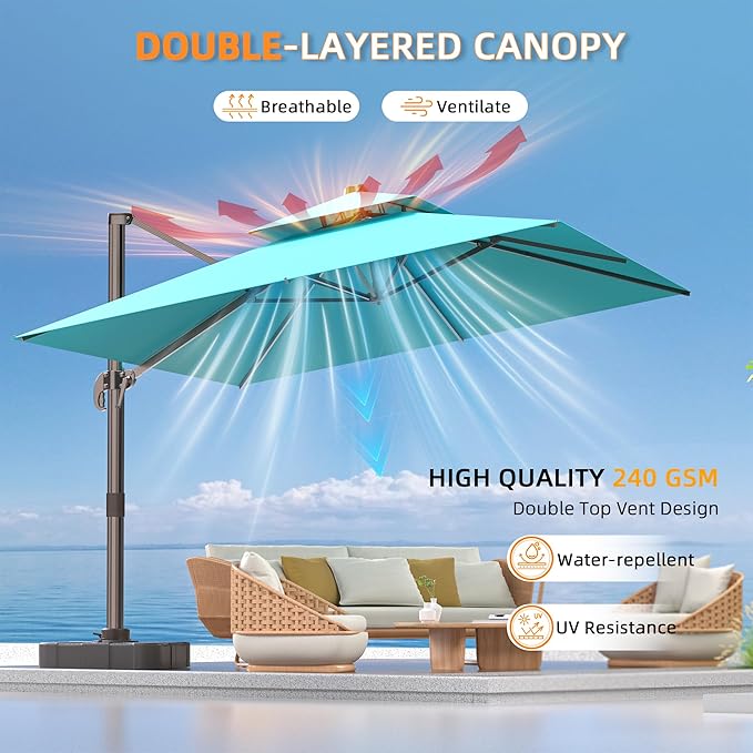 9' X 12' Cantilever Outdoor Patio Umbrellas - Image 4