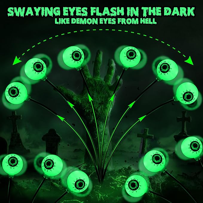 BrizLabs 6 Pack 36 LED Halloween Solar Eyeball Lights, 2 Modes Outdoor - Image 3