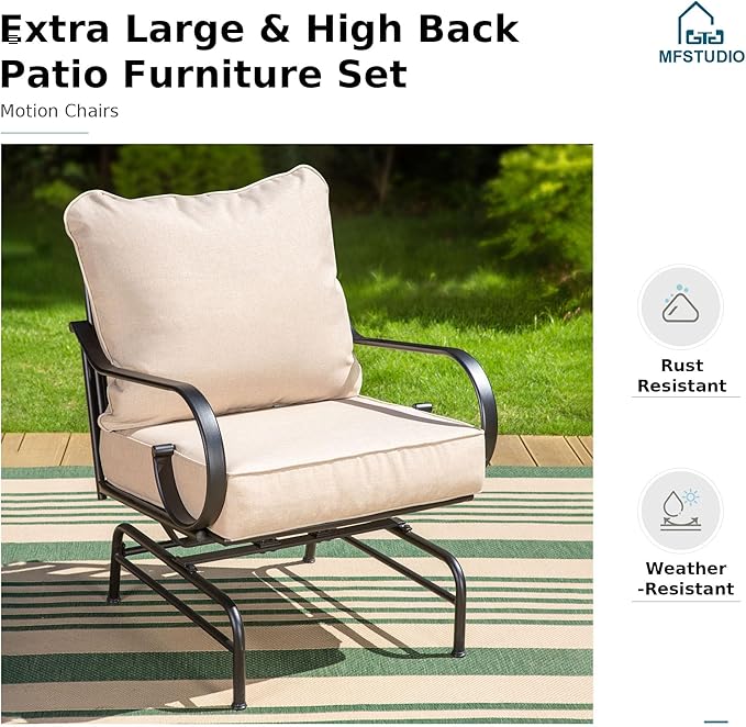 MFSTUDIO 5 Seats Large Metal Patio Conversation Sets, 4 Pieces Outdoor - Image 5
