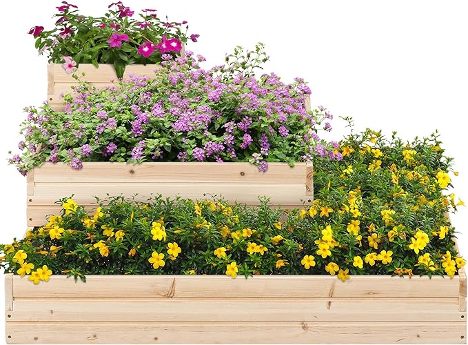 Yaheetech 3 Tier Wooden Raised Garden Bed 44.5'' L×44.5″ W×20.5″ H, - Image 8