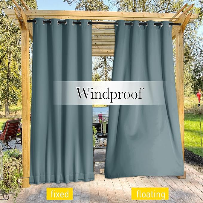 NICETOWN Outdoor Curtains for Patio Waterproof 108 inches Long 2 Panels - Image 5