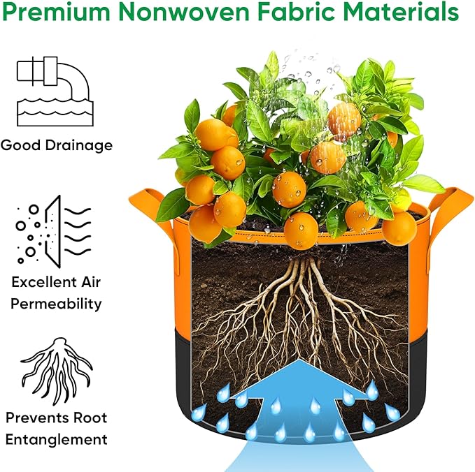 15-Gallon Grow Bags for Potato Planting: 6 Pack Heavy Duty 350G Thickened - Image 4