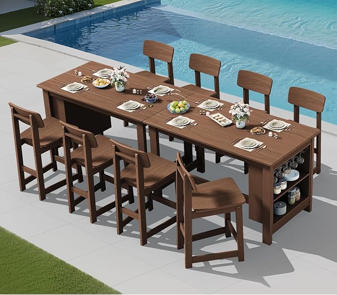 SERWALL 8-Piece HDPE Counter Height Dining Table Sets - Image 8