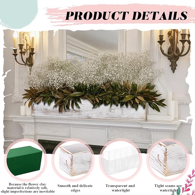 Dandat 4 Set Wood Boxes for Centerpieces 16x4 Inch Rectangle Wooden Planter Box - Image 3