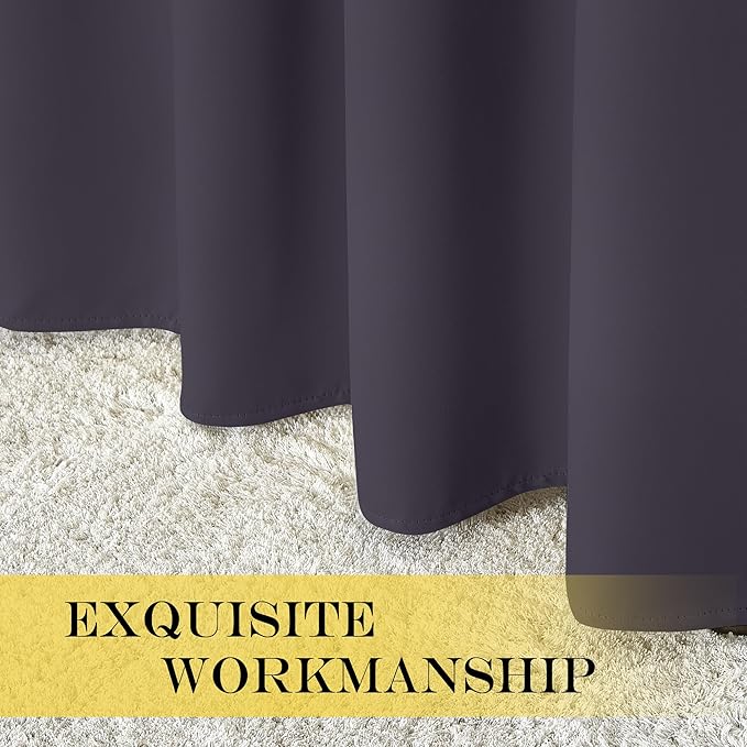 NICETOWN Greyish Purple Blackout Curtains 84 inch Length, Grommet Top Room - Image 6