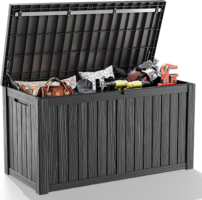 180 Gallon Outdoor Storage Box, Large Resin Deck Box by Unknown