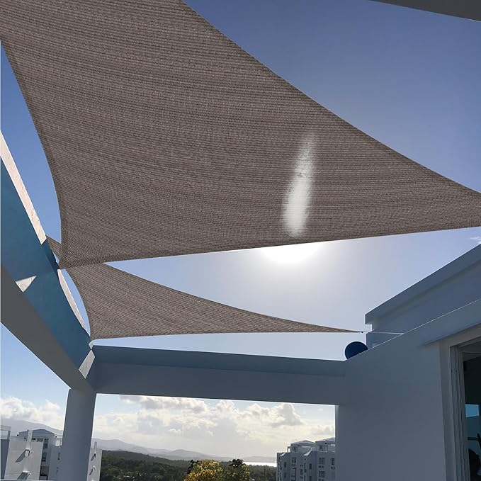 SUNNY GUARD Custom Size 14'x16'x16' Brown Sun Shade Sail Right Triangle UV by SUNNYGUARD