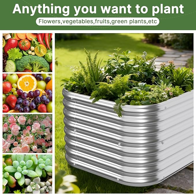 4 PCS Tall 2x2x1.5ft Galvanized Raised Garden Bed Outdoor, Metal Garden Bed - Image 6
