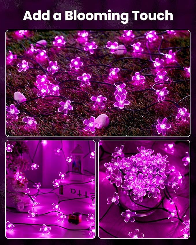 Brightown 2 Pack Total 52FT 120 LED Flower Solar String Lights Outdoor - Image 7