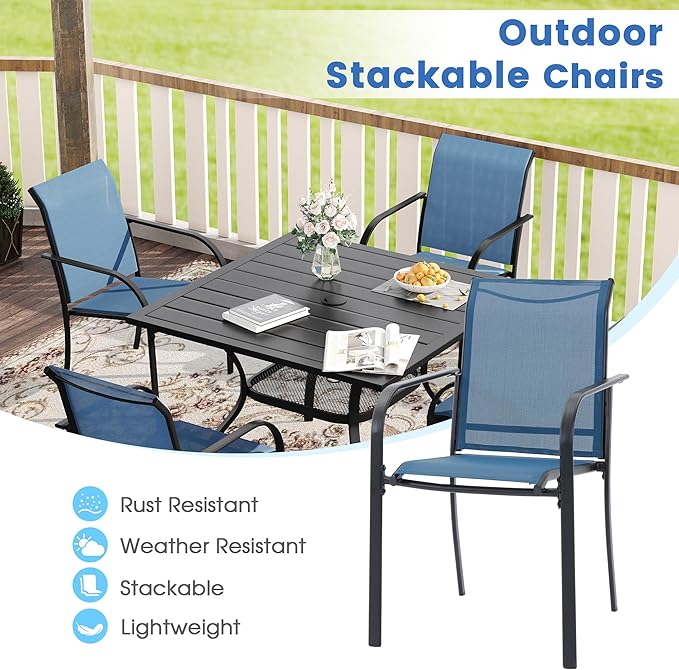 VICLLAX 5 Pieces Patio Dining Set, Outdoor Furniture Set Includes 41.2" Round - Image 5