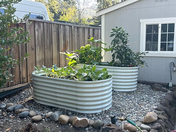 A ANLEOLIFE 8-Set 8X4X2 ft Galvanized Raised Garden Bed Kit, Oval Metal Deep - Image 2