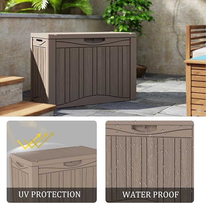 TARKARI 50 Gallon Lockable Resin Deck Box, Waterproof & UV-Resistant Outdoor - Image 6