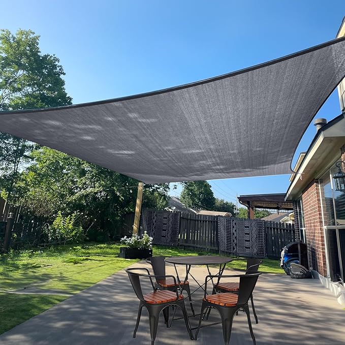 SUNLAX Sun Shade Sail 7' x 15' Dark Grey Rectangle Canopy Sail Shade Cover UV by SUNLAX