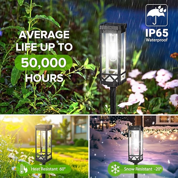 KOOPER Taller Solar Pathway Lights Outdoor, 2 Pack Upgraded Brighter Solar - Image 4