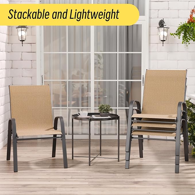 Betterhood Patio Chairs Set of 4, Stackable Outdoor Dining Chairs Set - Image 8