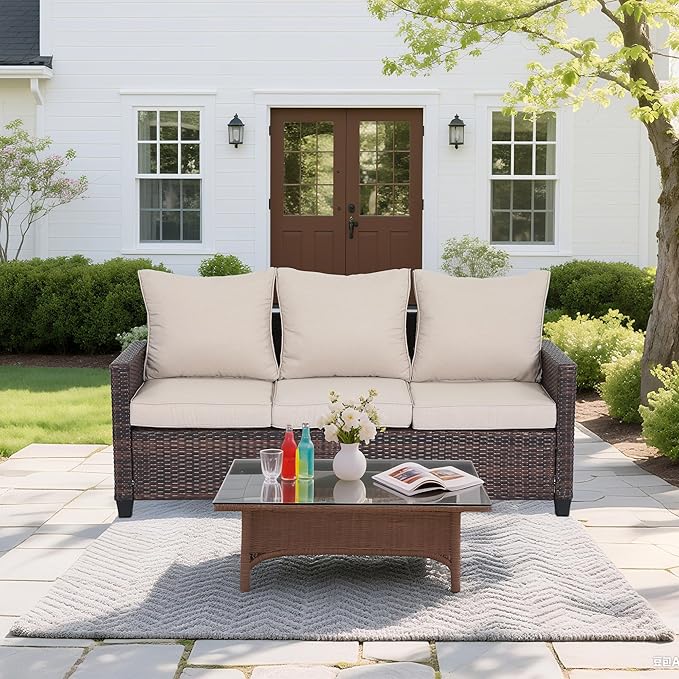 Rattan Outdoor Sofa 3-Seater - Image 4