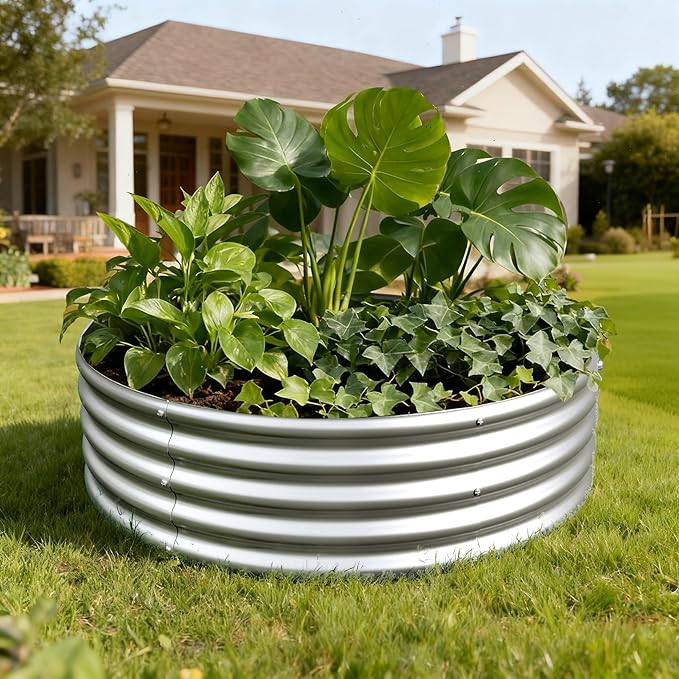2PCS 4x4x1FT Galvanized Raised Garden Bed Kit, Vegetable Boxes-Round Metal - Image 5