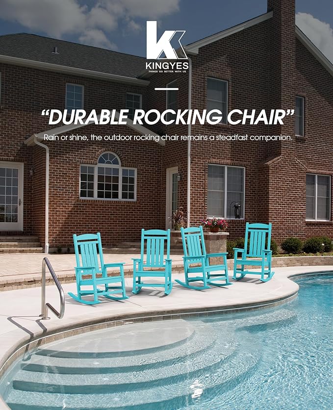 KINGYES Outdoor Rocking Chair Set of 2, High Density Polyethylene Patio Rocking - Image 8