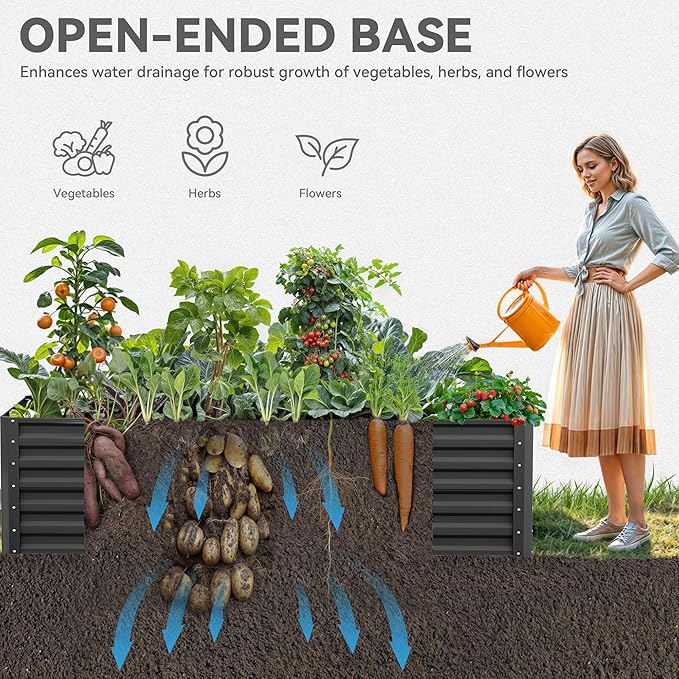 YITAHOME 6x3x2 ft 4pcs Galvanized Raised Garden Bed Kit, Large Metal Planter Box - Image 4