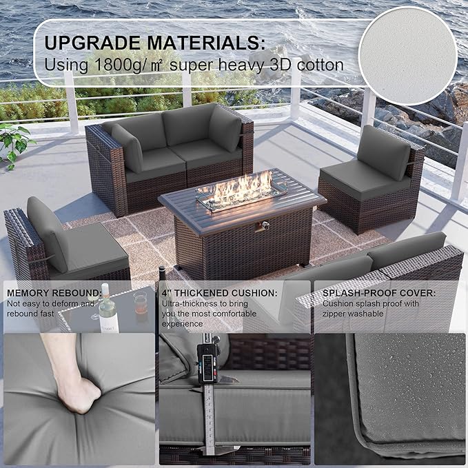 Kullavik 8 Pieces Outdoor Patio Furniture Set - Image 3