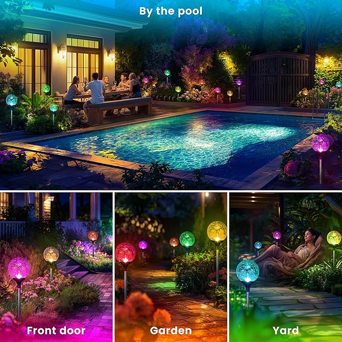 GIGALUMI Solar Garden Lights 3 Pack, Outdoor Solar Lights - Image 2