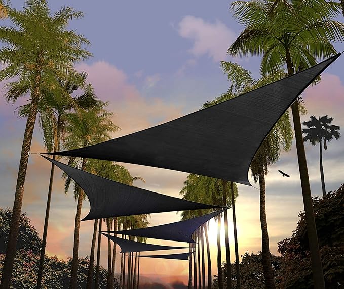 Amgo Custom Size 19' x 19' x 19' Black Triangle Sun Shade Sail Order to Make by Amgo