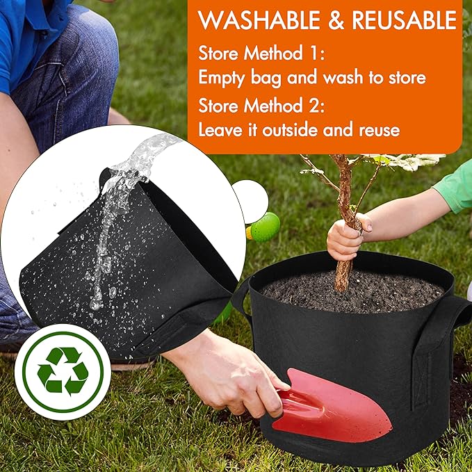 Gardzen 10-Pack 2 Gallon Grow Bags, Aeration Fabric Pots - Image 7