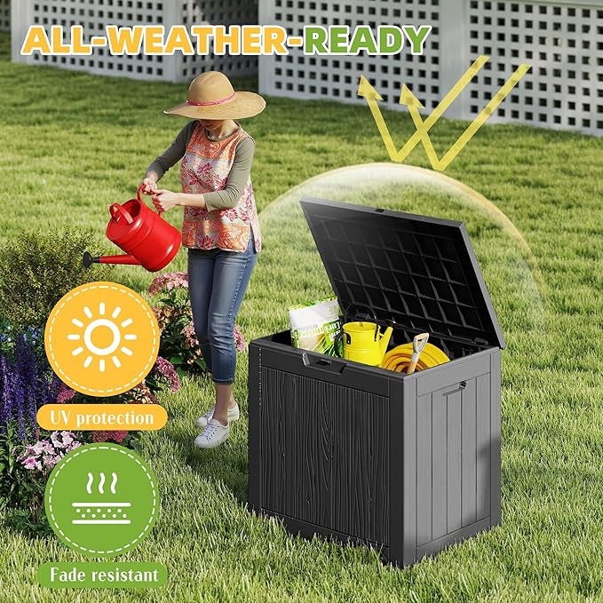 35 Gallon Resin Deck Box with Lockable Latch, Waterproof UV-Resistant - Image 5