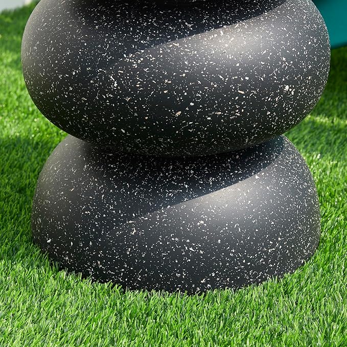 Glitzhome Outdoor Side Table Set of 2, Heavy Duty Indoor Outdoor Round Planter - Image 9