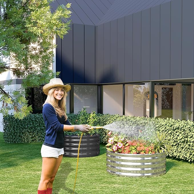 3PCS 3x3x1FT Galvanized Raised Garden Bed Kit, Vegetable Boxes-Round Metal - Image 7