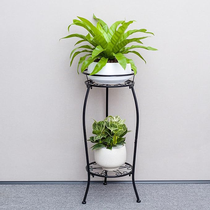 FaithLand 2 Pack Metal Plant Stands, Tall Planter Holder Indoor Outdoor - Image 3