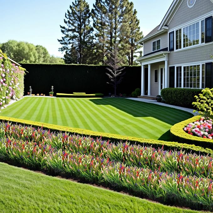 Artificial Faux Plants Flowers for Outdoor Decorations, Fake Monkey Grass for - Image 5