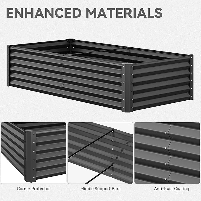 YITAHOME 6x3x1.5ft Large Raised Garden Bed Kit, Galvanized Metal Planter Box - Image 6