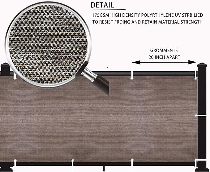 LOVE STORY 2.5' x 10' Brown Balcony Screen Privacy Fence Cover UV Protection - Image 6